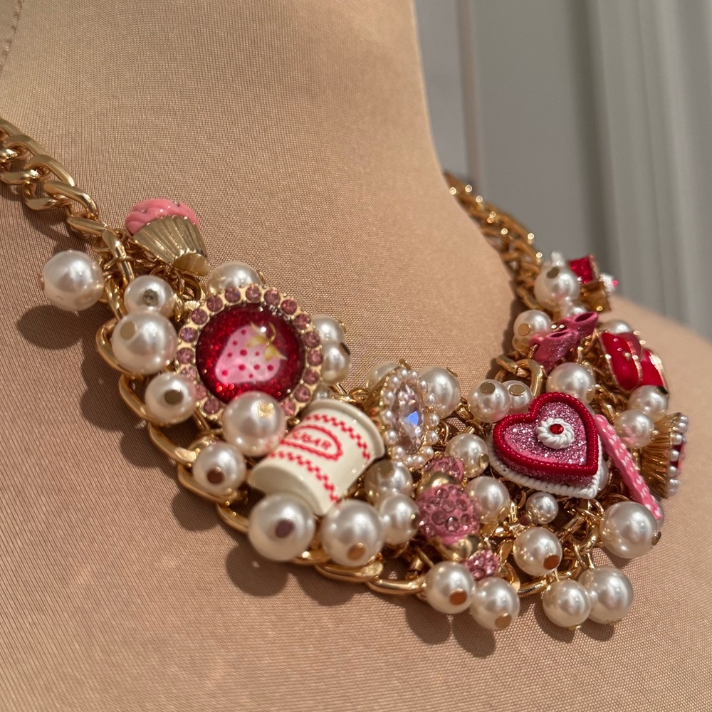NWT 🧁🍰Betsey Johnson Sweet Bakery Bib Necklace - Picture 4 of 11